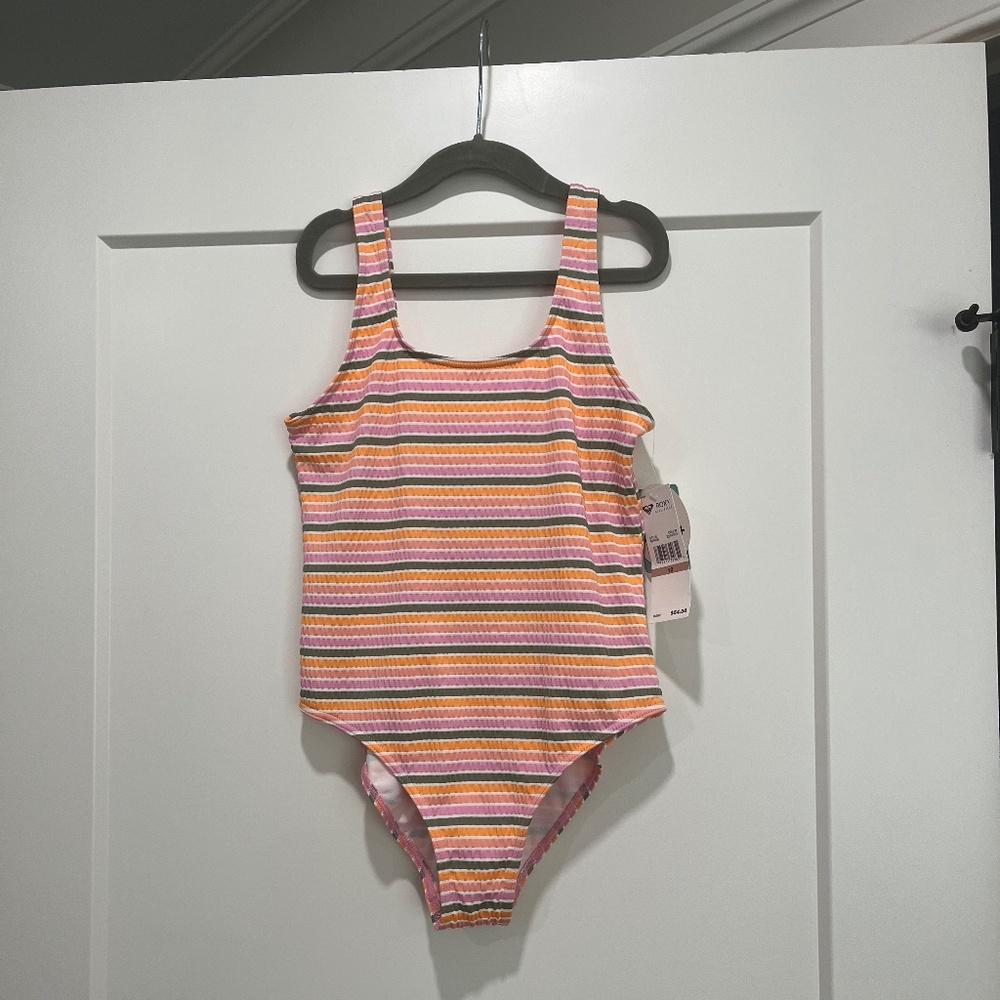 NWT Roxy Girls Size 12 One Piece Swimsuit w/ UPF 50+ protection